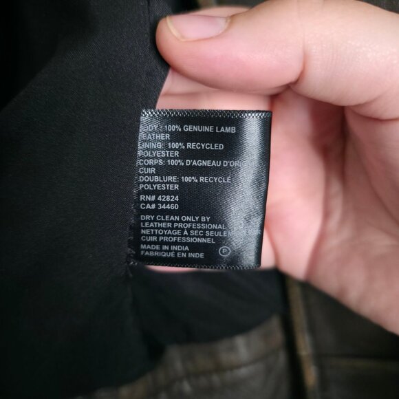 Reformation‎ Veda Marco Pitstop Brown Leather Oversized Bomber Jacket Size XL - Picture 11 of 16